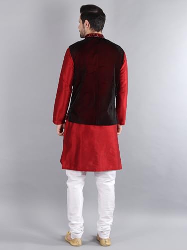Image of Uri and MacKenzie Men's Silk Blend Kurta Pajama with Designer Ethnic Nehru Jacket /Modi Jacket