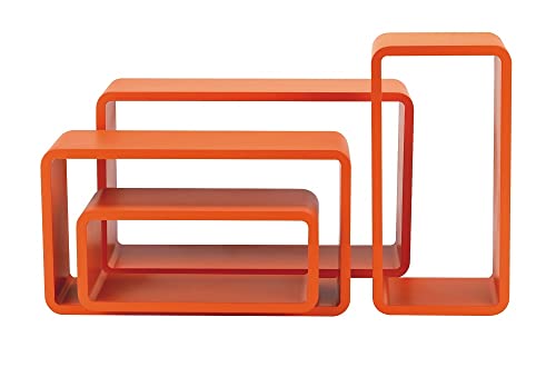 King Collection King Home m1106012/et Set 4 pièces Étagère Rectangulaire Courbe, Orange, 50 X 16 x 30H 45 X 16 x 25H 40 X 16 x 20H 35 x 16 x 15H