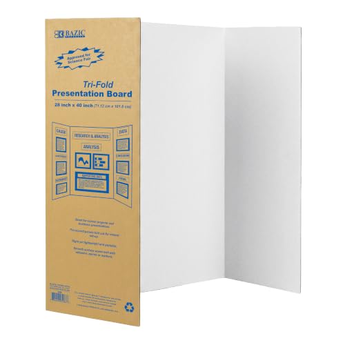 BAZIC Products White Tri-Fold Poster Board, 28 x 40 In
