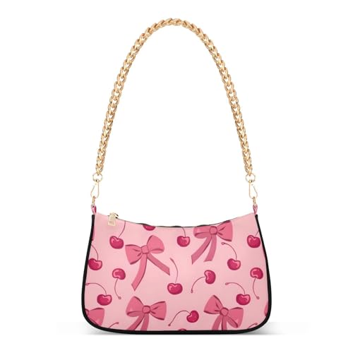 Chain Shoulder Bag Hobo Tote Handbag Mini Clutch Purse with Zipper Closure for Women