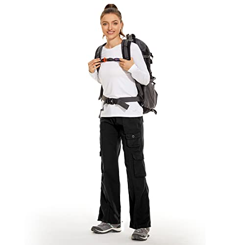 Women's Hiking Cargo Pants Joggers Cotton Casual Military Army Combat Work Pants With 7 Pocket,Black L #TOP4