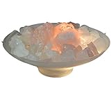 Edelstein Zimmerbrunnen beleuchtet, mit drei Faustbrocken Rosenquarz, Raumluft Befeuchter