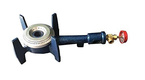 MyNaksha Indian Iron 4 Leg Spider Commercial Purpose Gas Stove with 1 Burner and Fitting Kit (Diameter 8.75 inches)