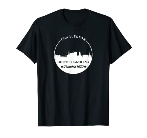 Histórico Charleston SC Historia CHS Low Country Skyline Art Camiseta