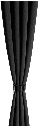 Image of Amazon Brand - Solimo Room Darkening Blackout Door Curtain, 7 Feet, Set of 2 (Black), Eyelet, Solid