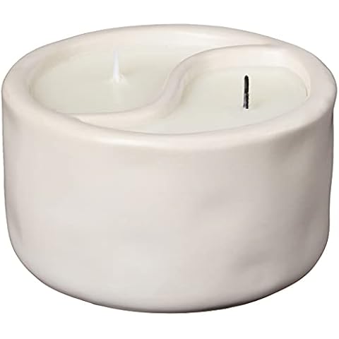 Paddywax Candles YY1004Z Yin & Yang Collection Scented Candle, 11-Ounce, White - Black Salt | Teakwood Cover