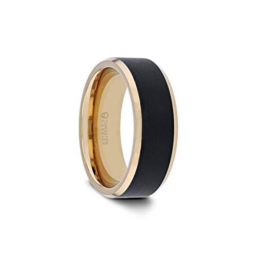 Alliance en tungstène homme gravée bague mariage or noir 8mm Gaston