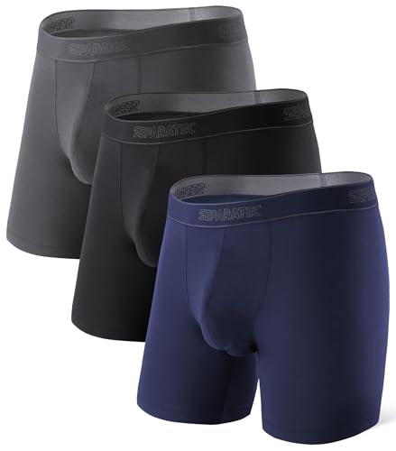 Separatec Mens Underwear with Pouch Premium Soft Micro Modal Boxer Briefs Comfortable Dual Pouch Underwear for Men 3 Pack