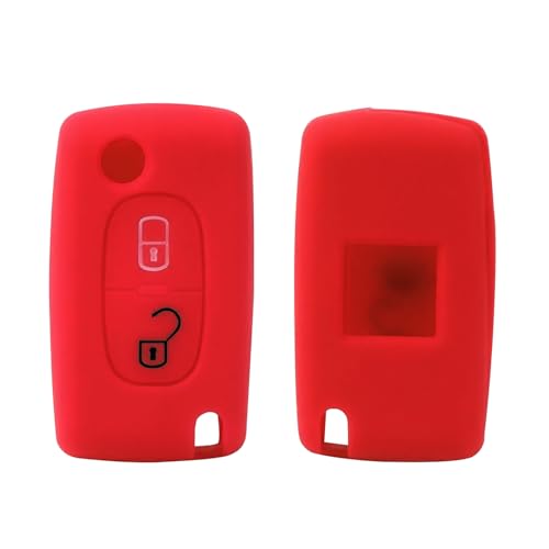 OSWINT Auto Coques De Clé Pour Peugeot 207 CC 2006-2015, Coque De Rechange Clé Télécommande Clé De Voiture Etui Boitier Clef Compatible Remplacement Métal Accessoire Clé De Voiture,B-2