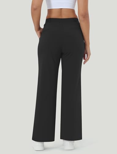 Image of Wide Leg Work Pants for Woman Stretchy Office Slack Dress Pants Business Trousers with Pockets