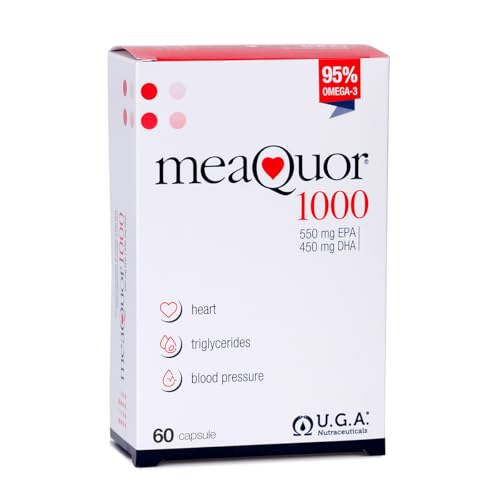 Meaquor 1000 (60 Cápsulas) - Omega 3 IFOS Certificado 5 Estrellas- Omega3 EPA y DHA 1000mg - Libre de Metales Pesados, Sin Sabor a Aceite de Pescado
