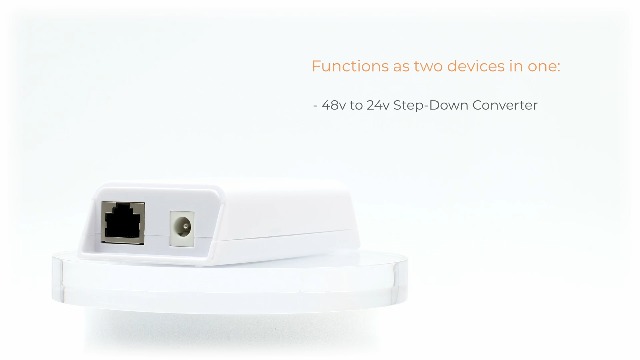 Convertisseur PoE Gigabit étanche 48V Vers 24V - 25W Max, IEEE802.3af/at, Plug And Play