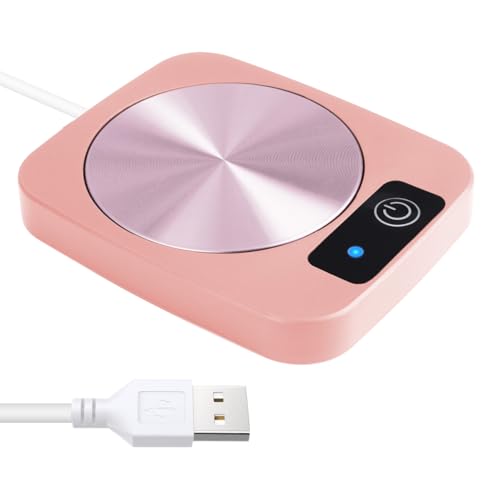 JCSJK USB-Kaffeetassenwärmer für den Schreibtisch, beheizter Untersetzer, 45 ℃ Kochplatte zum Erhitzen von Wasser, Tee, Milch, Cappuccino, Heimbüro, Geschenk für Kaffeeliebhaber (Rosa)