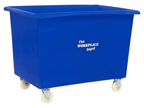 The Workplace Depot Heavy Duty Bottle Bin, Durable Plastic Recycling Bin, Glass Bottle Skip on Wheels for Bars, Retail & Factories (Blue, 320 Litre)