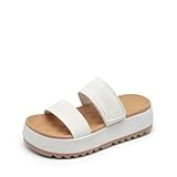 DREAM PAIRS Women's Platform Slip on Adjustable Sandals Lightweight Comfortable Non-Slip Vacation Beach Chunky Open Toe Wedges for Summer Waterproof Shoes 2026,Size 8,White,SDWS26004W