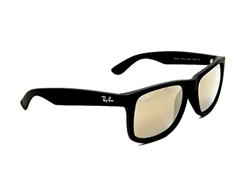 New Ray Ban Justin RB4165 622/5A Rubber Black / Light Brown Mirror Gold 51mm Sunglasses3