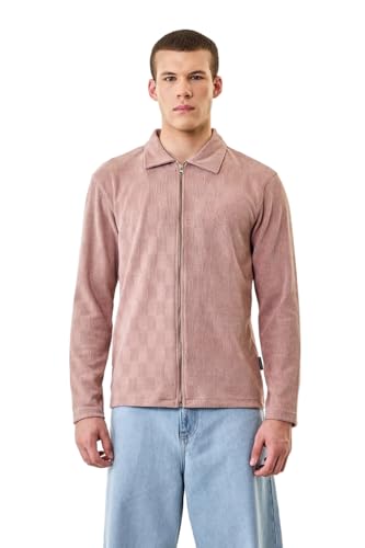 Image of SNITCH Men Casual Jacket | Regular Fit Textured Pattern With Lapel Collar & Full Sleeve | Polyester Blend Zip Closure For Everyday Street Style & Layering