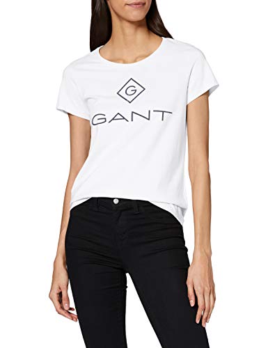 GANT LOCK UP SS T-SHIRT, T-shirt Donna, Bianco (