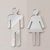 BestGrew® Modern Acrylic Adhesive Backed Mirror Men's and Women's or Unisex Bathroom Sign