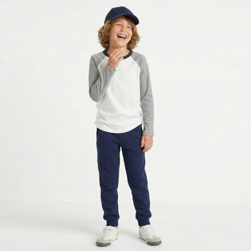 Image of Mightly Boys and Girls' Long Sleeve Raglan Shirt | Organic Cotton, Colorful Casual Stylish Clothes, Soft&Fresh Crew Neck Tee, Set for Toddlers&Kids, Fair Trade Certified 2Pack, Gray&Blue Galaxy, 4T