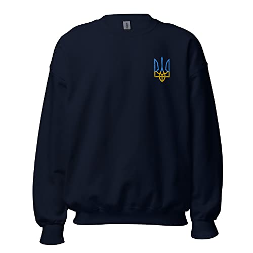 Blue-Yellow Embroidered Trident On The Chest - With Ukraine In Your Heart Unisex Sweatshirt