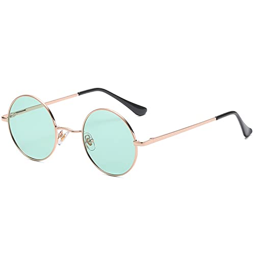 Image of Red Lens Circle Glasses Small Round Polarized Sunglasses for Women Men Retro Hippie Style Circle Sun Glasses
