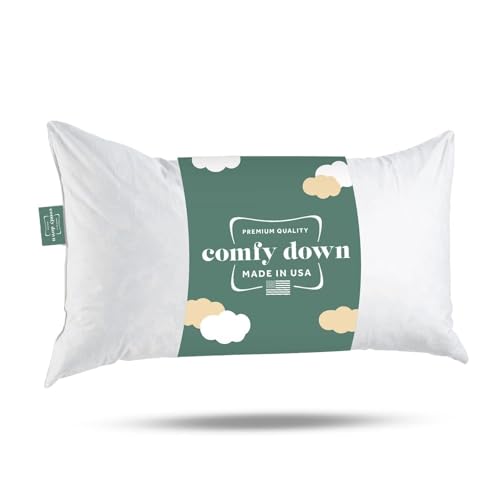 Image of ComfyDown 14x16 Throw Pillow Insert, Down & Feather Fill, 100% Cotton Cover, Made in USA - Premium Soft Decorative Pillow Form Sham Stuffer for Bed, Sofa & Couch