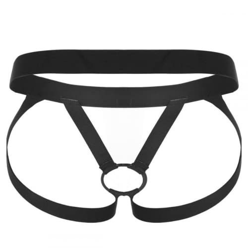 Cueca Jockstap Masculino em Elástico Preto Com Anel Peniano