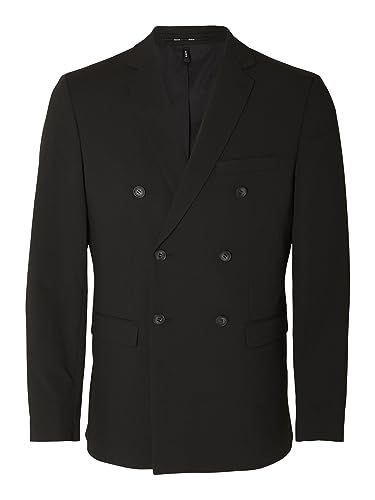 Blazer noir Selected Homme veste double boutonnage haut de gamme coupe classique 46