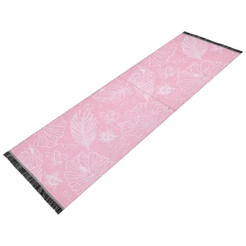 Flowers Butterflies Lines Pink Runner Rug for Hallways Kitchen Rugs Washable Rug for Bedroom Laundry Room Bathroom