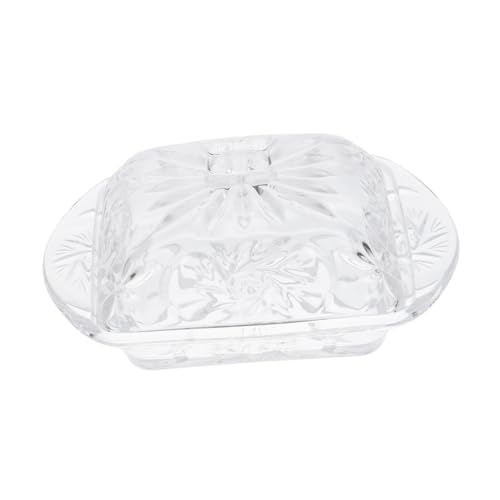 Alipis Caja Plato De Mantequilla Contenedor De Dulces Tarro De Azúcar Titular De Azúcar Guardián Tapa De Mantequilla Criba Vibradora Mantequilla De Porcelana Maní Vidrio Transparent