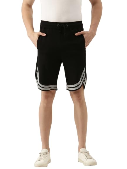 arise by beroe Men's Cotton Blend Shorts, Regular Fit, Mid Rise, Grey with Black Stripes, Drawstring-picture-16