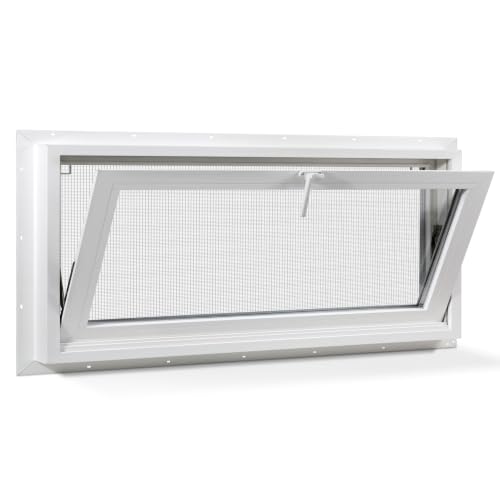 COLORPAPA Vinyl Hopper Basement Window 32 x 14 White