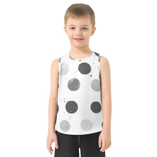 susiyo Gray Polka Dot Boys Sleeveless Tank Top Girls Athletic T Shirt2