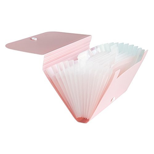 Expanding File Folder, Subdivision Accordion File Folder Mini Organizer Pp Wallet For Cards,Coupons,Receipt,Tax Item Or Changes,7X4.5 Inches,12 Pockets With Tabs And Check Case(Pink) #TOP4