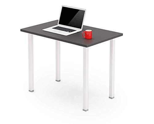Image of JGS Sheesham Wood and Iron Study Table for Living Room Study Room Bedroom Hall Home Office Wooden Furniture (Grey & White Finish)