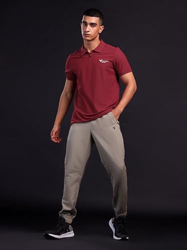 Image of TECHNOSPORT Men's Solid Polo T-Shirt MATPIQ Quick Dry Slim Fit Sports Tee for Gym Casual Smart Wear UPF50+ Anti Odour