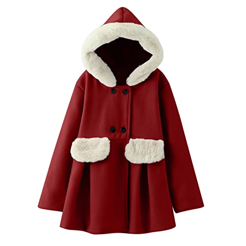 Toddler Girls Winter Windproof Coat Jacket Kids Warm Fleece Hooded Outerwear Jacket Winter Peacoat for (Red, 4-5 Years)