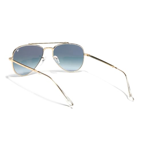 Image of Voyage Aviator Polarized Sunglasses for Men & Women (Black Lens | Grey Frame - MG7619)