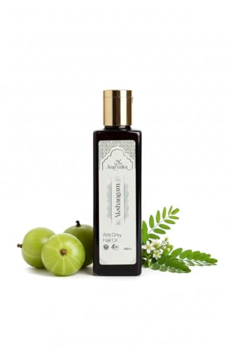 Akshangam Kerala Ayurvedic Anti-Grey Hair Oil for Hair Growth, Shine & Strength – 100% Natural, Plant-Based Kerala Ayurveda Blend with Bhringraj | Amla | Neelini | Aloe Vera | 200ml