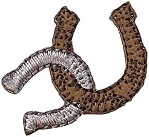 Brown and Silver Western Double Horseshoe Embroidered Iron on Patch