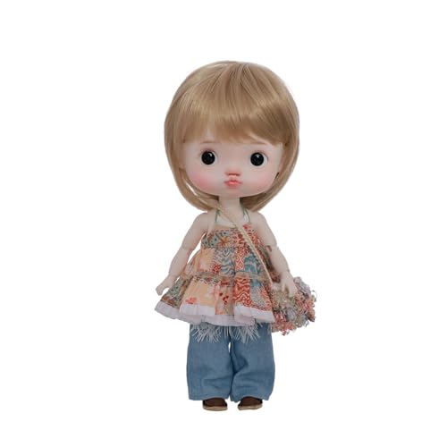 Oueneifs Zhuzhubaobjd 1/6 Bjd Muñeca Cabeza Grande Bebé Pout Face Linda Chica Doble Párpados Juguete de Resina para 15+ Años