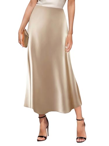 Jupe longue trapèze en satin GOLDSTITCH idéale pour vos sorties d'été