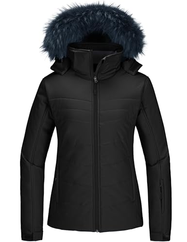 Skieer Women's Waterproof Ski Jacket Black M