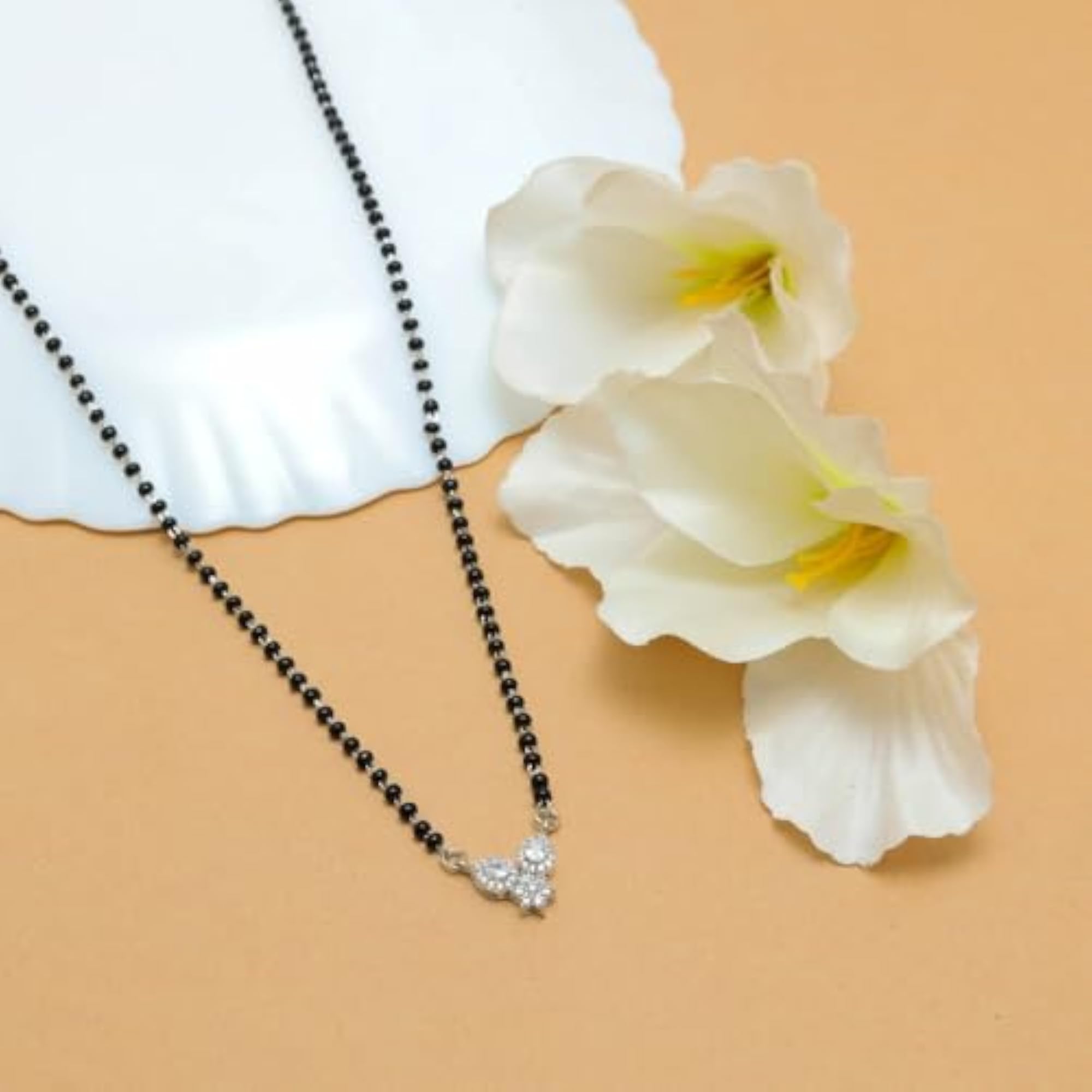 Mangalsutra Necklace with Crystal Pendant, Traditional Design