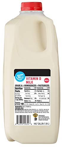 Amazon Brand - Happy Belly Whole Milk, Half Gallon, 64