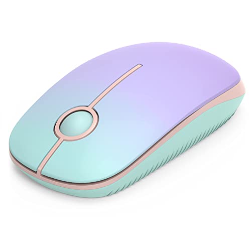 Seenda Wireless Mouse, 2.4GHz Silent Mouse with USB Receiver, 18 month battery life, 1600 DPI Optical Tracking, Portable Computer Mice for Laptop PC Notebook- Mint Green gradient Purple