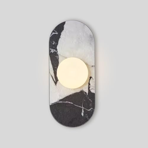 RXPVUXE Aplique de pared de mármol natural, lámpara de pared de piedra ovalada moderna con pantalla de vidrio globo, accesorios de iluminación for tocador de baño(D)