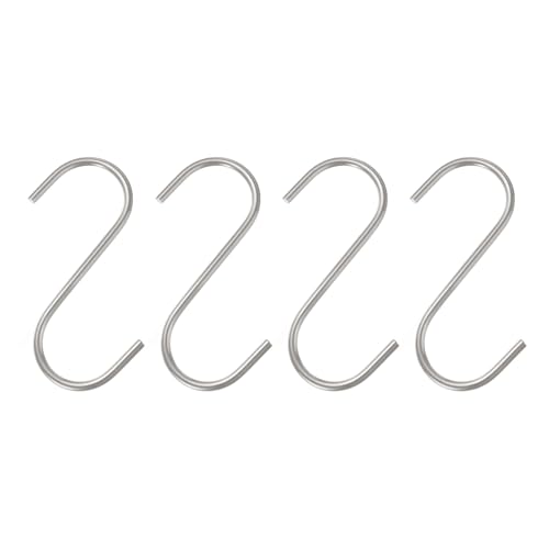 QUARKZMAN 4pz Ganci a S Lunghi 4 Pollici Ganci a S Extra Lunghi Metallo ad Alta Resistenza Acciaio al Manganese per Organizzare Utensili Cucina Giardino Bagno Garage Armadio, Argento