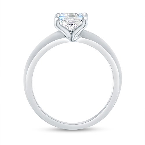 Solid 925 Sterling Silver Princess Cut Knife Edge Band Solitaire Engagement Ring CZ Cubic Zirconia 1.0ct.4